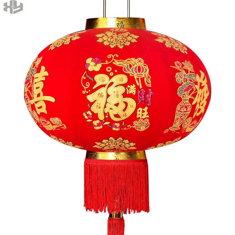 不发光大门口f新年挂饰室内花大图案防水户红朵外灯笼农村院子过