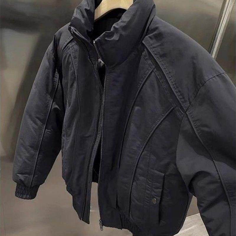 vintage美式短款棉服男秋冬款高级感痞帅立领棉衣设计感潮流外套