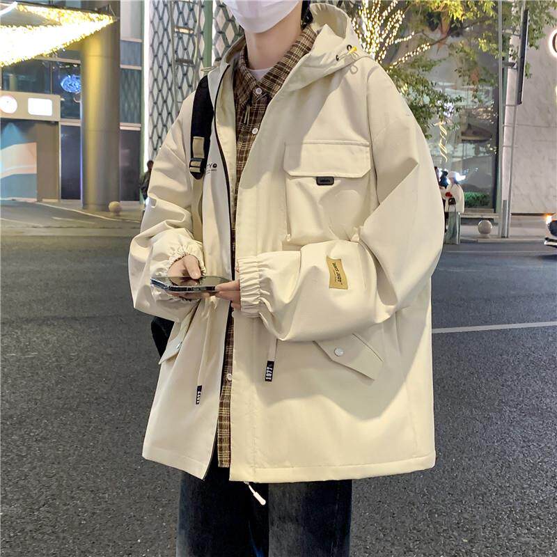 工装外套男秋冬季青少年潮牌痞帅加绒加厚夹克初中高中学生冲锋衣