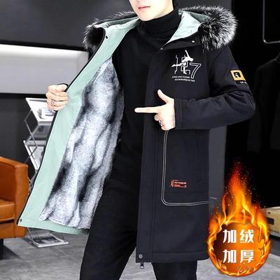 男款羽绒服中长款加绒加厚派克服男装2024新款男士棉服潮冬季外套