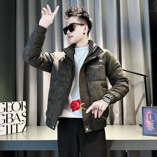 精神小伙棉衣男士修身潮牌棉袄2025新款冬季时尚羽绒棉服痞帅外套