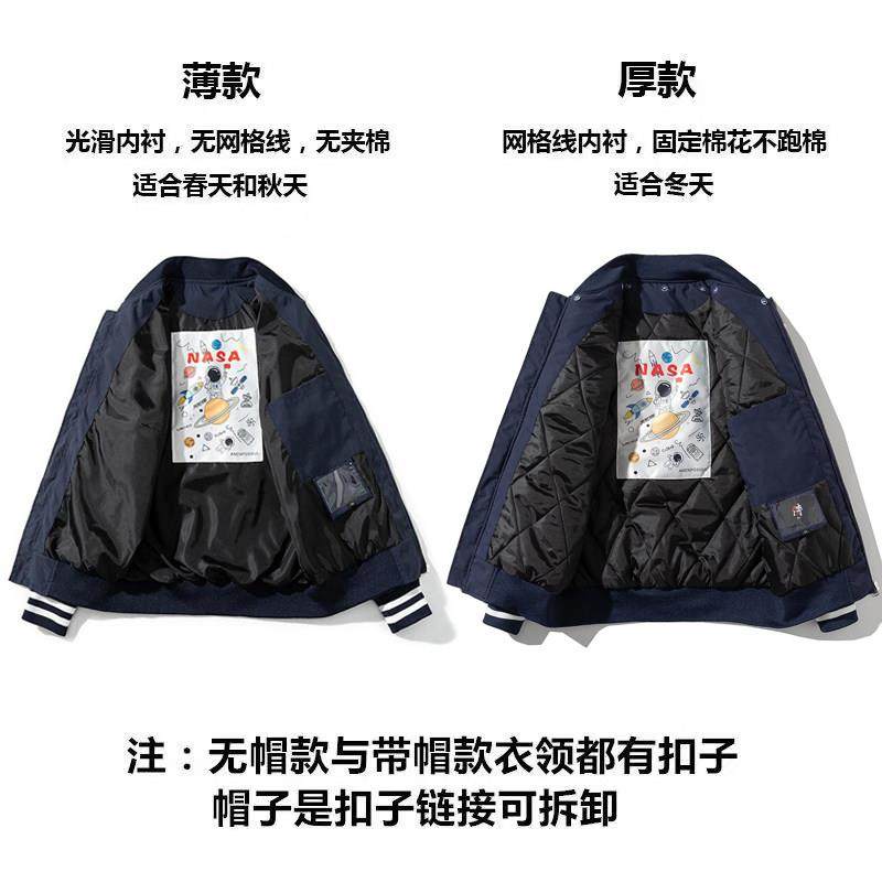 秋冬季美式休闲刺绣棉衣外套男女情侣宽松加厚棒球棉服飞行员夹克