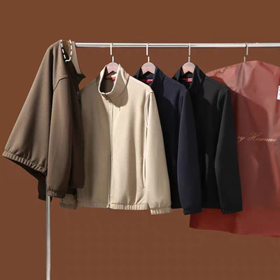 意式奢华2026春秋季新款男高端含羊毛天丝混纺立领飞行夹克外套