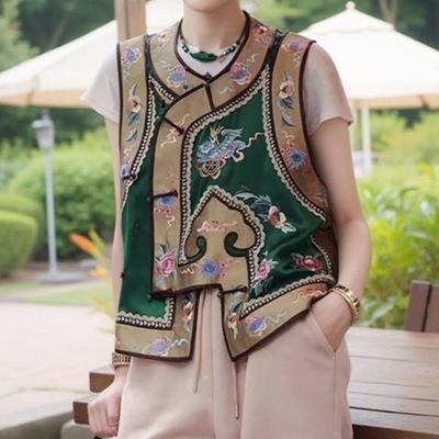 2025早秋新款高级感新中式国风独特别致上衣超好看外套印花马甲女