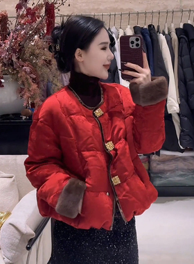 轻奢新中式国风红色棉服外套女2025新款爆款冬季高级感唐装棉袄潮