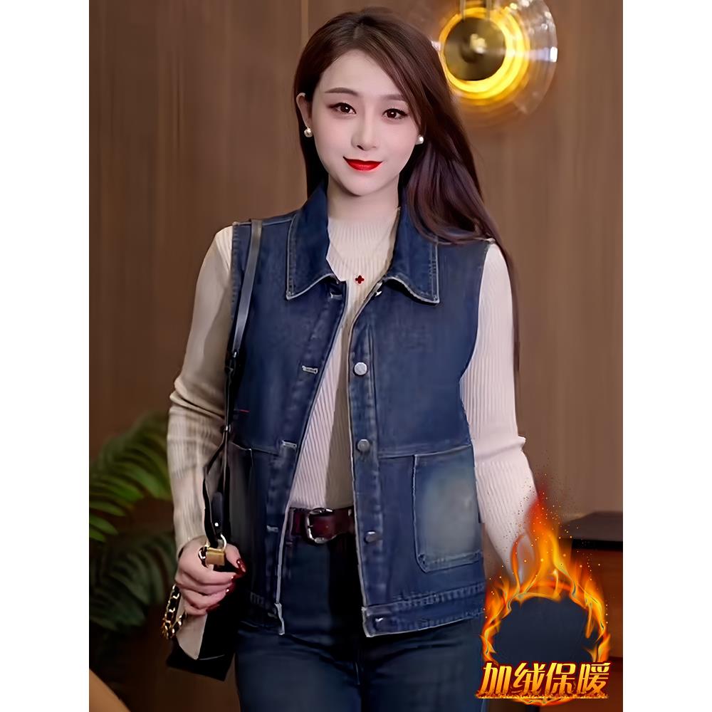 MONLOUVE洋气爆款翻领坎肩背心外套女2025冬季新款加绒加厚单排扣