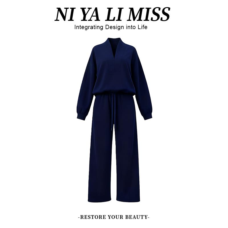 MONLOUVE2025超火秋装一整套女新款爆款纯色长袖卫衣宽松显瘦阔腿