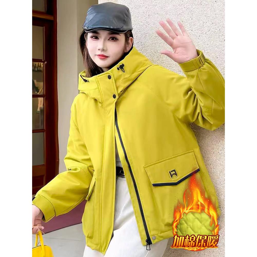 MONLOUVE巨好看的冲锋衣外套女2025冬季新款今年流行爆款加绒加厚