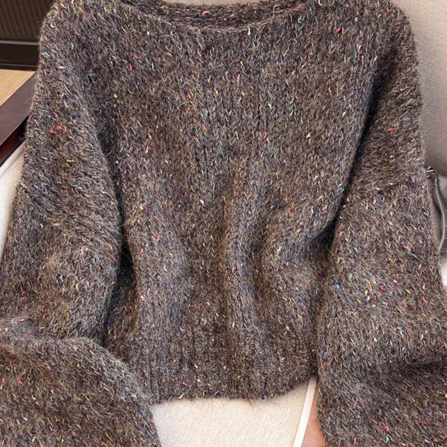 MONLOUVE专柜撤回大牌女装洋气混色毛衣女秋冬季新款宽松软糯气质