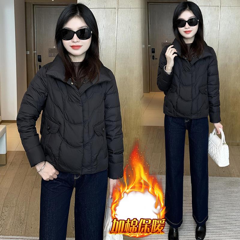 MONLOUVE2025冬季新款修身百搭服女士显瘦加加厚短外套袄