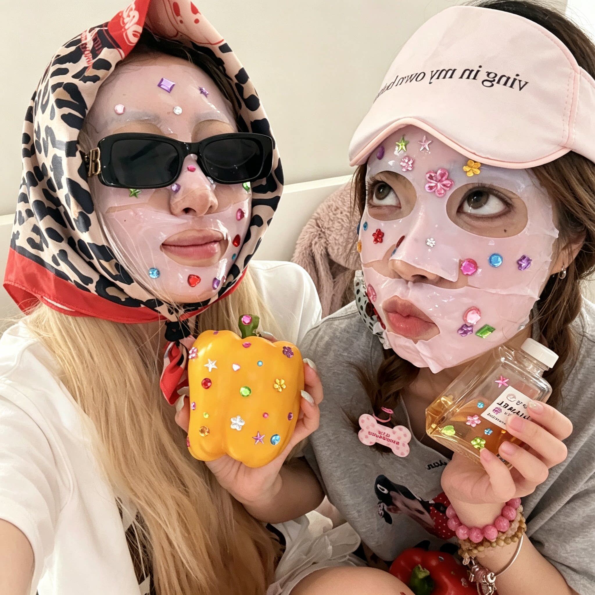 洋抖白女同款面膜贴钻彩色宝石贴纸脸部装饰DIY闺蜜拍照出片道具