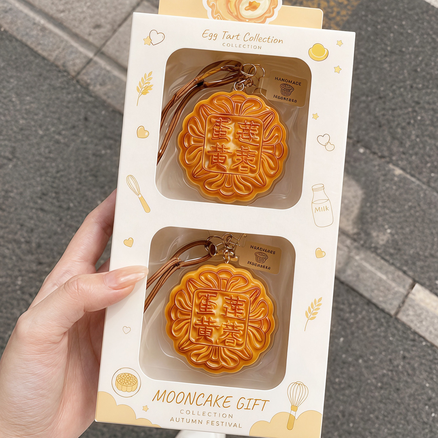 仿真中秋创意月饼包包挂件书包钥匙扣食物装饰玩摆件PVC挂饰礼物