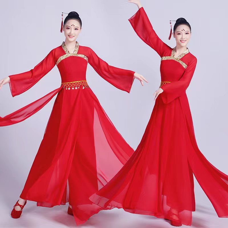 古典舞演出服女飘逸中国风凉凉舞蹈服装现代仙女改良汉服古装成人