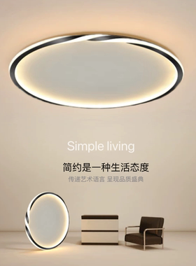 现代极简主卧灯LED超薄书房轻奢吸顶灯2024新款创意圆形房间灯