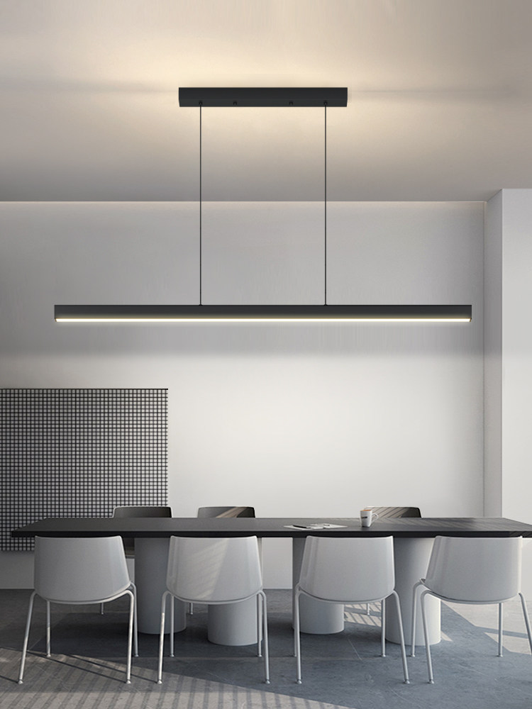 简约现代餐厅吊灯一字长条餐吊灯办公灯书房LED北欧网红极简吊灯