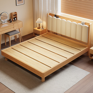实木床全实木现代简约橡木床家用1.8m单双人床卧室软包榻榻米床架