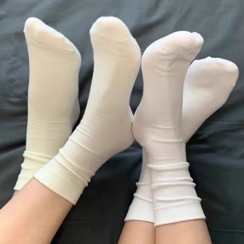 无骨堆堆袜婴儿级防臭抗菌月子袜学生版中筒袜子纯色堆堆袜运动袜