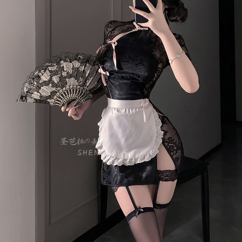 圣芭拉「性感旗袍」新中式情调小厨娘套装qqny制服趣味女内衣蕾丝