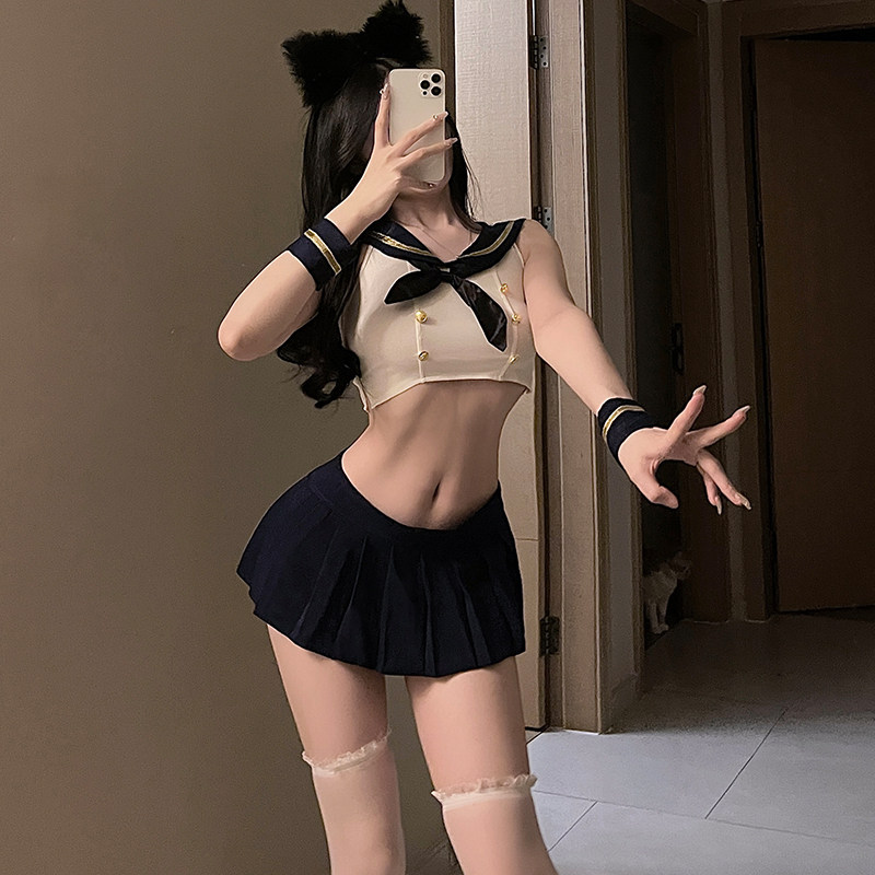 圣芭拉 内衣性感jk制服纯欲肚兜睡衣百褶裙学院风