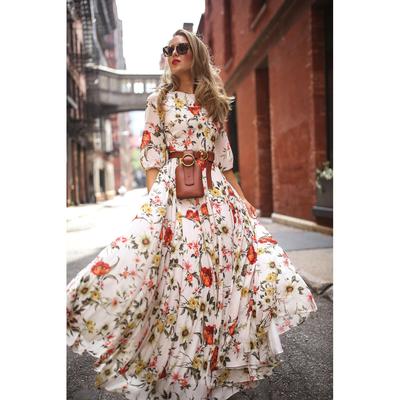 s Boho Floral Maxi Dress Party Evening Summer Beach Sundress