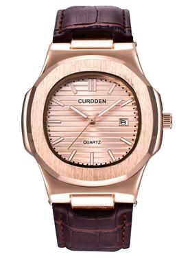 Mens Leather Band Date Quartz Wrist Watch Watches Men's Le