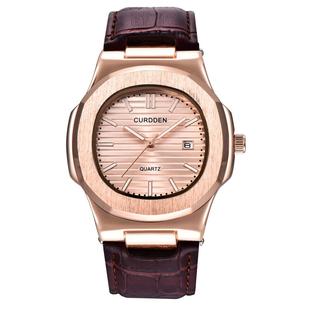 Mens Leather Band Date Quartz Wrist Watch Watches Men's Le