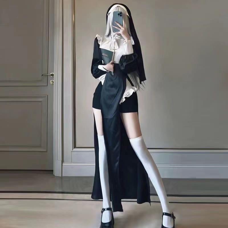 新款cosplay修女长款高开制服诱惑角色扮演调情免脱