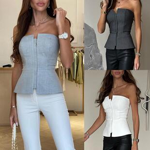 One line Neck Spring Fit New Slim Top Summer