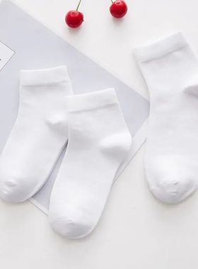 5Pairs/lot  1-10Y Solid White Kids Socks for Boys Girls Cott