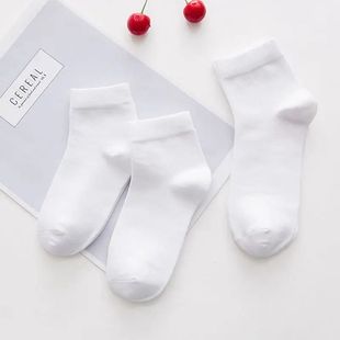 5Pairs/lot  1-10Y Solid White Kids Socks for Boys Girls Cott