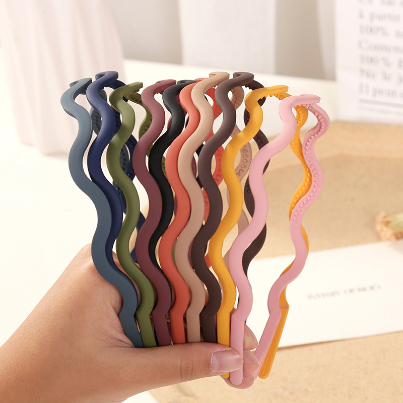 2021新款磨砂洗脸发箍简约百搭带齿防滑发卡波浪头箍夏外带头饰女