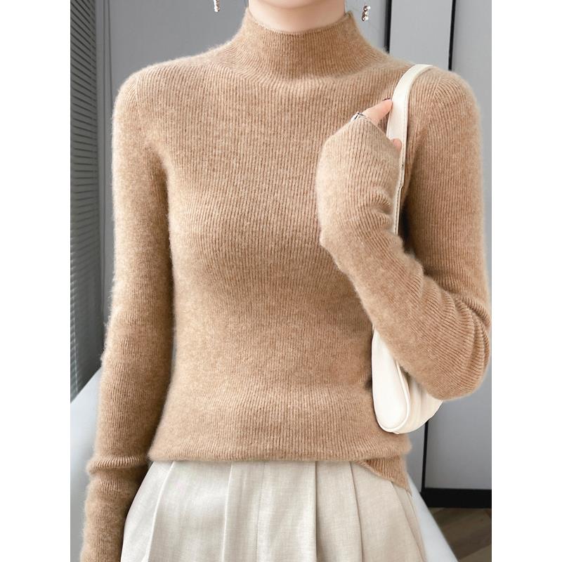 MONLOUVE配大衣绝瞭~秋冬打底衫女修身内搭针织衫半高领毛衣软糯