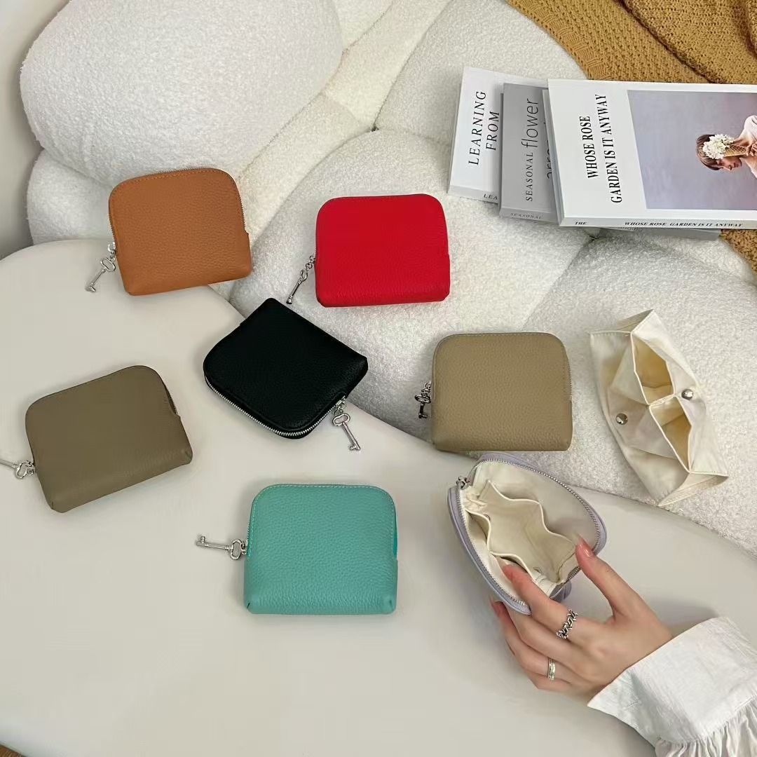 头层牛皮拉链零钱包女便携首饰包布袋子手镯手串项链文玩收纳袋