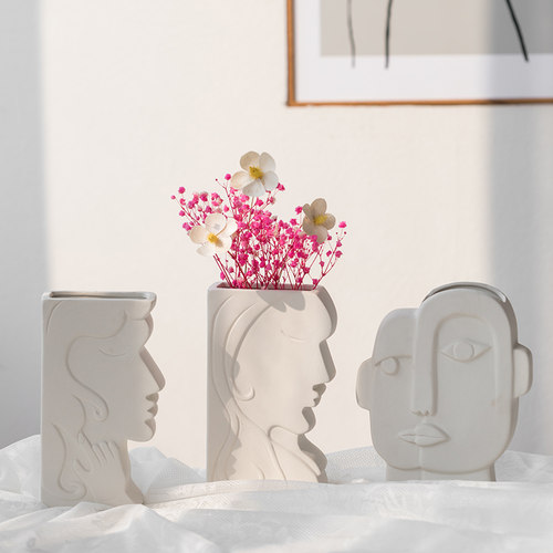 文艺北欧现代简约艺术人像插花器客厅时尚花瓶家居酒柜装饰品摆件