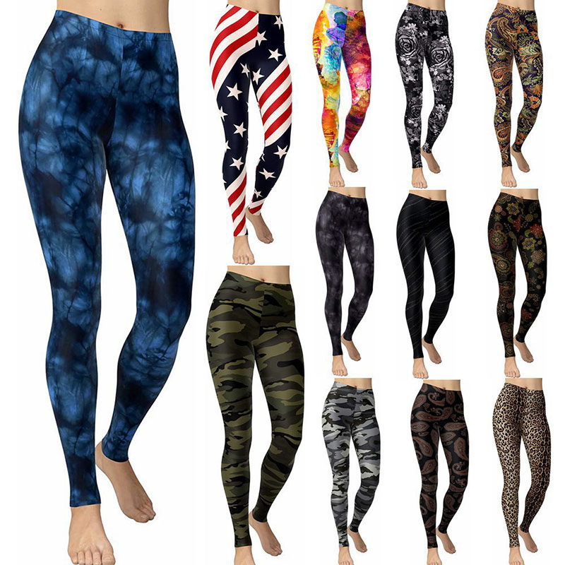high waist leggings速卖通高腰女士迷彩印花紧身弹力瑜伽打底裤