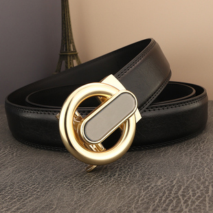 2025皮带男士真皮圆扣G字母自动扣腰带韩版青年商务潮裤带灰色