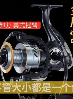 纺车轮全金属远投专用路亚渔轮钓鱼轮子筏钓海竿海杆矶钓鱼轮耐磨