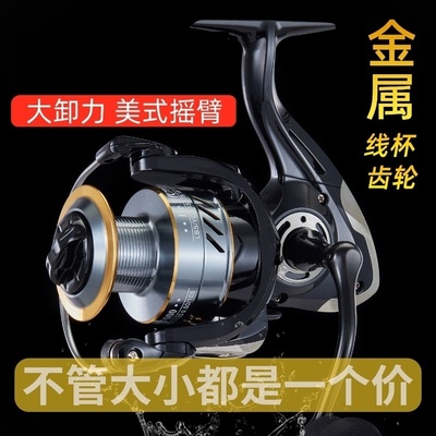 纺车轮全金属远投专用路亚渔轮钓鱼轮子筏钓海竿海杆矶钓鱼轮耐磨