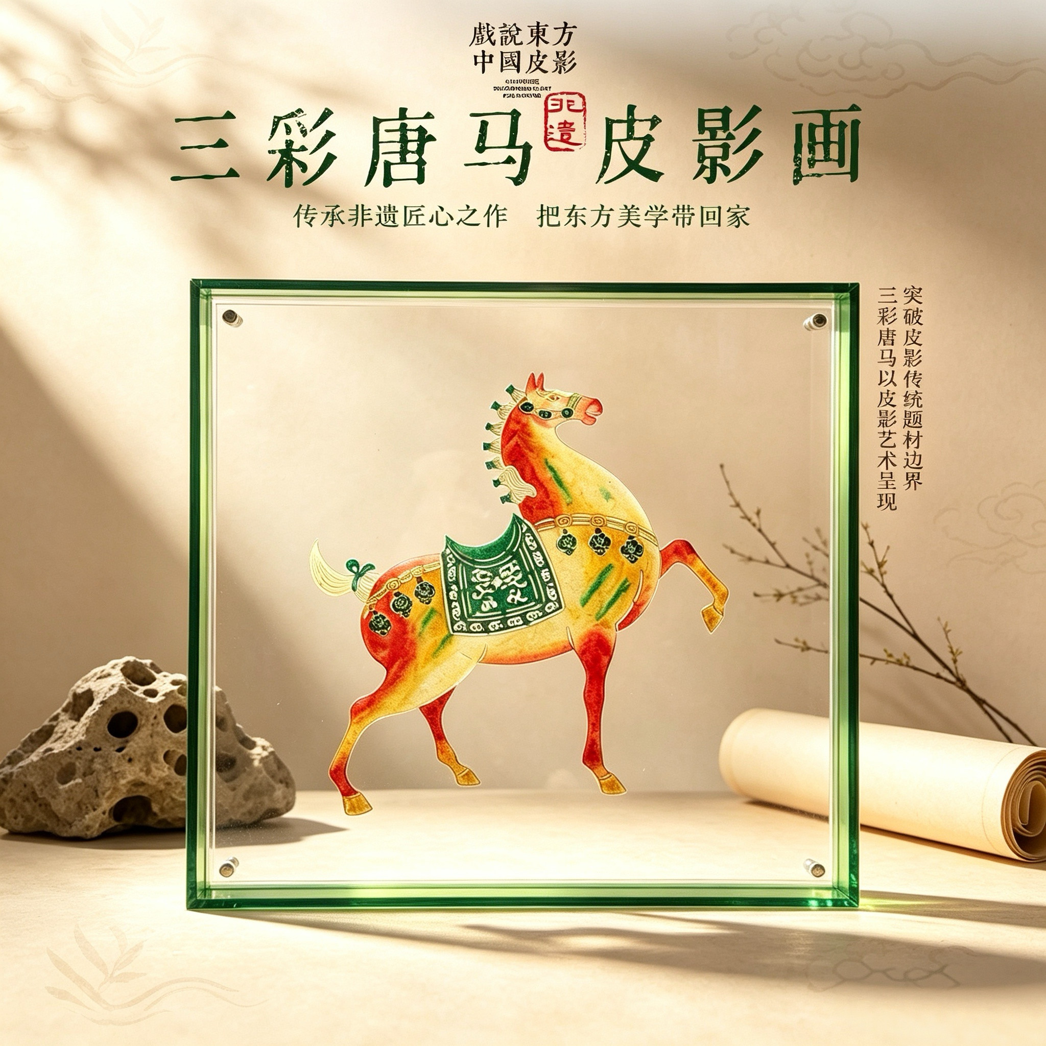 西安文创三彩唐马皮影画文化创意收藏纪念品陕西非遗中国特色礼物