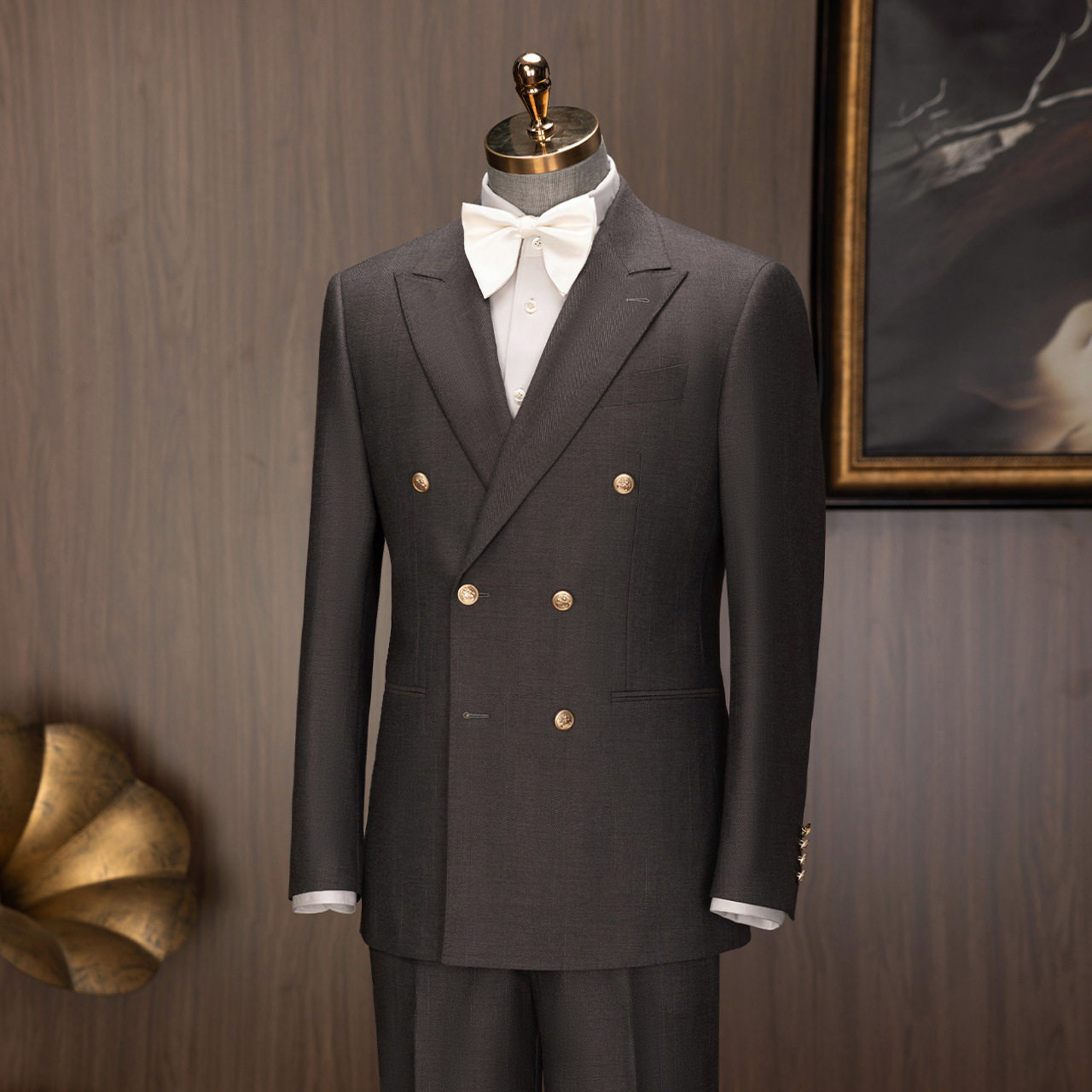 男士双排扣西服马甲三件套新郎