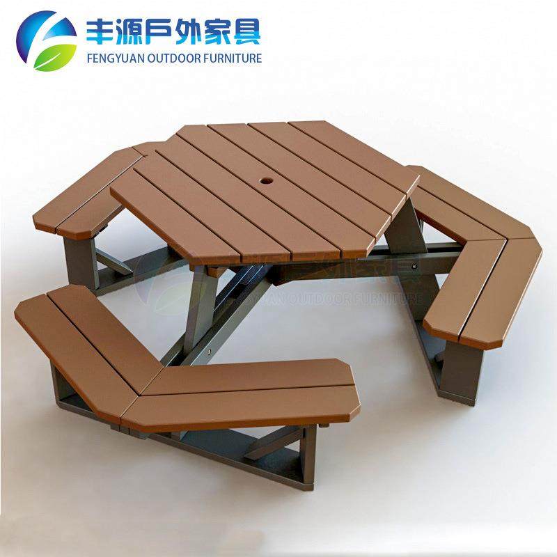 36年工厂户外连体餐桌椅纯HDPE环保木餐桌椅户户外多功能聚餐桌