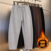 秋冬加绒保暖男士 纯色情侣卫裤 休闲裤 宽松百搭重工压褶立裁弯刀裤