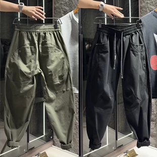 工装 弯刀裤 男士 秋季 百搭拉链大口袋束脚休闲裤 美式 轻奢时尚 新款