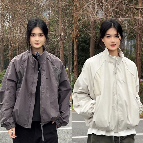 春季男士弯刀袖美式夹克外套