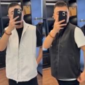 时尚 简约纯色修身 百搭休闲坎肩外套 轻奢高档立领马甲男士 春夏新款