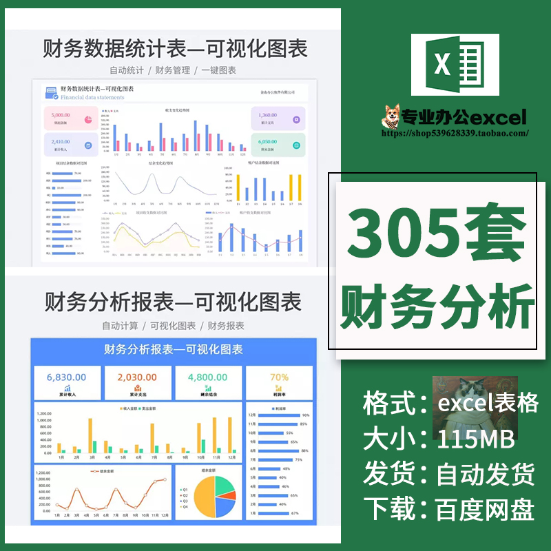 财务分析e表xcel表格公司收入利润会计数据统计分析报表可视化看 商务/设计服务 设计素材/源文件 原图主图