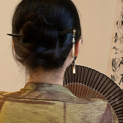 木质流苏步摇发簪古风汉服发簪子