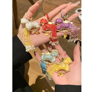 宋锦小马流苏包包挂件女马年新中式国风钥匙扣本命年手机装饰挂饰