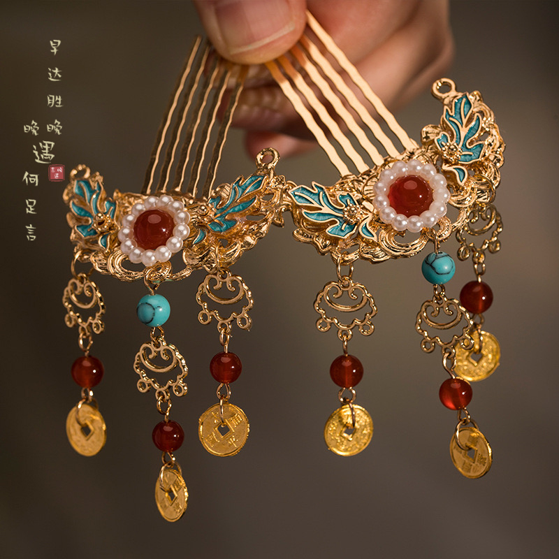 珍珠发梳新中式国风古风