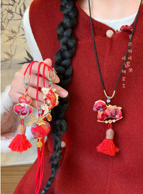 宋锦葫芦锦鲤流苏项链国风毛衣链